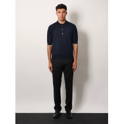 Viscose and cotton knit polo shirt