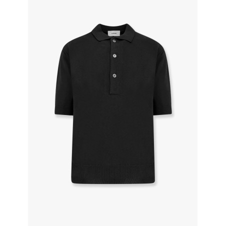 Viscose and cotton knit polo shirt