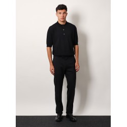 Viscose and cotton knit polo shirt