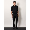 Viscose and cotton knit polo shirt