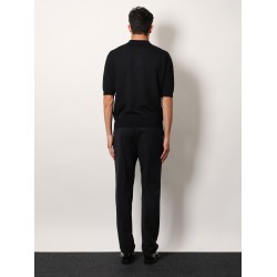 Viscose and cotton knit polo shirt
