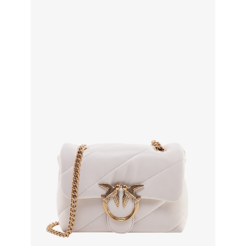 Matelassé leather shoulder bag with iconic love birds buckle