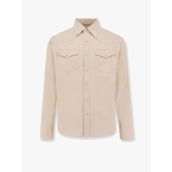 Washed denim distressed western shirt