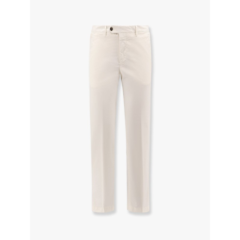 Stretch cotton trouser with logo metal charm