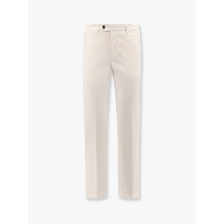 Stretch cotton trouser with logo metal charm