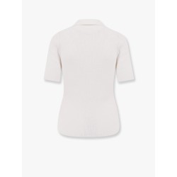 Ribbed cotton and cachemire polo shirt