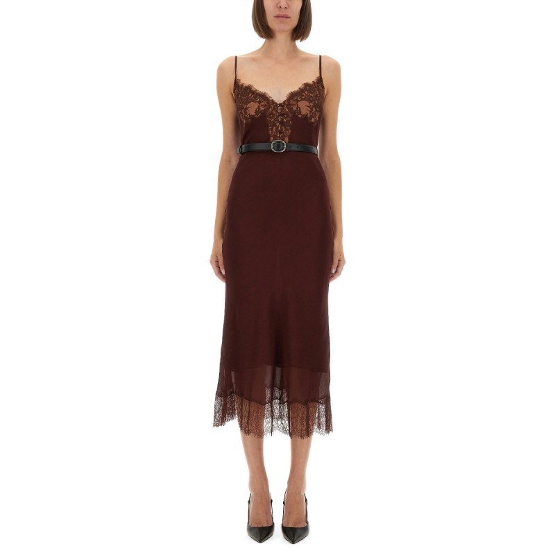 MIDI DRESS WITH LACE INSERTS