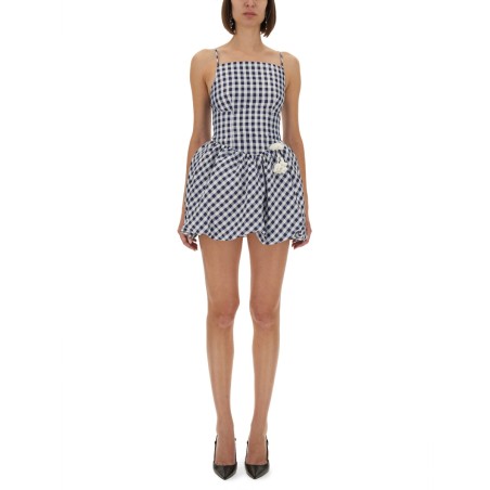 CHECKERED TAFFETA MINI DRESS