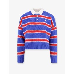 Brushed cotton polo sweater