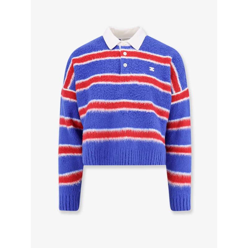 Brushed cotton polo sweater