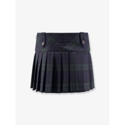 Check virgin wool mini skirt