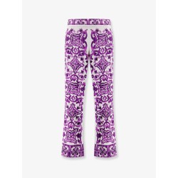 Silk trousers with Maiolica print