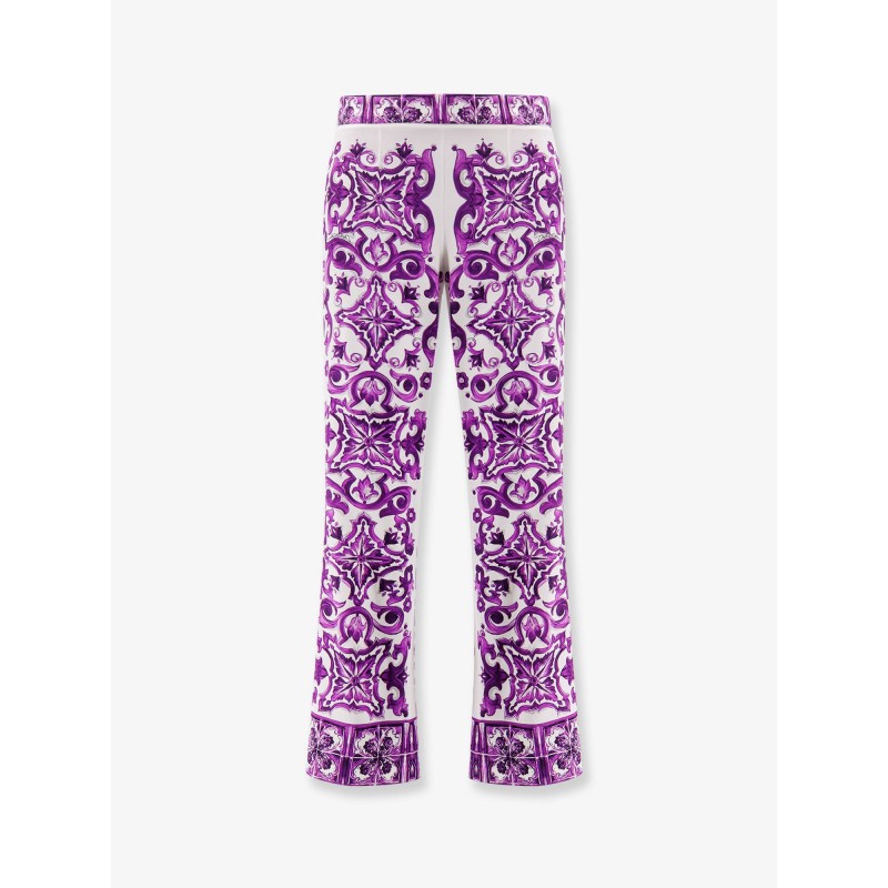 Silk trousers with Maiolica print