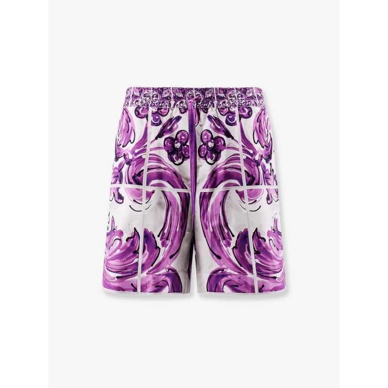 Cotton shorts with Maiolica print
