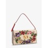 Vain Soft beads embroidered linen shoulder bag