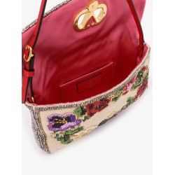 Vain Soft beads embroidered linen shoulder bag