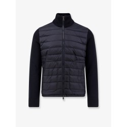Padded wool blend and nylon Tricot Cardigan