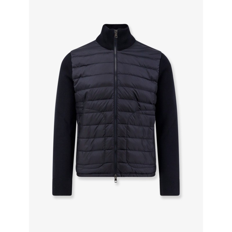 Padded wool blend and nylon Tricot Cardigan
