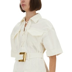 COTTON GABARDINE SHORT DRESS