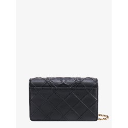 Stitched leather shoulder bag with embossed logo