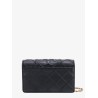 Stitched leather shoulder bag with embossed logo
