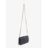 Stitched leather shoulder bag with embossed logo