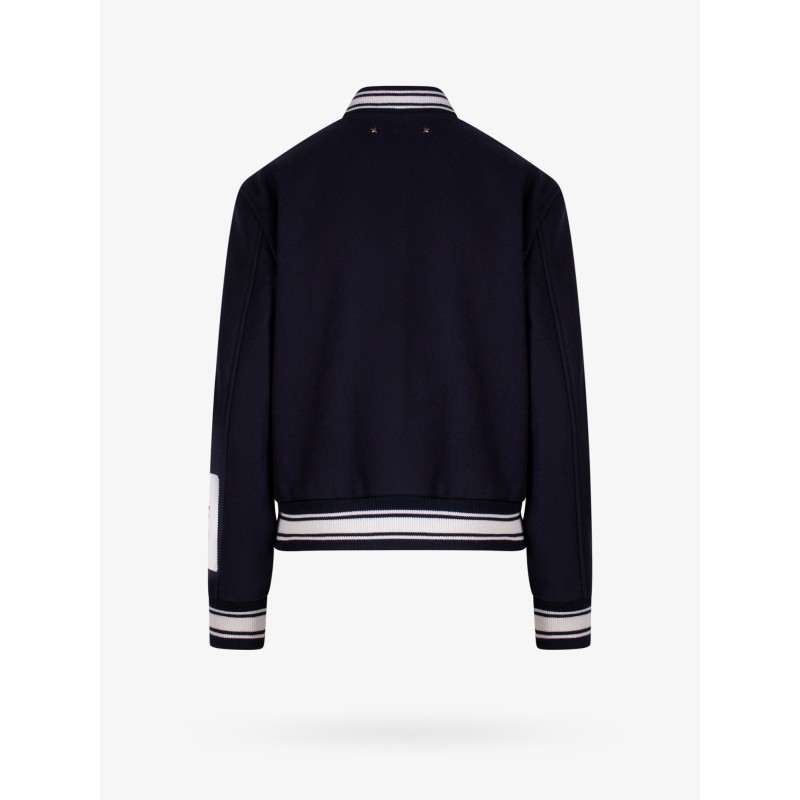 Wool blend bomber with embroidered logo
