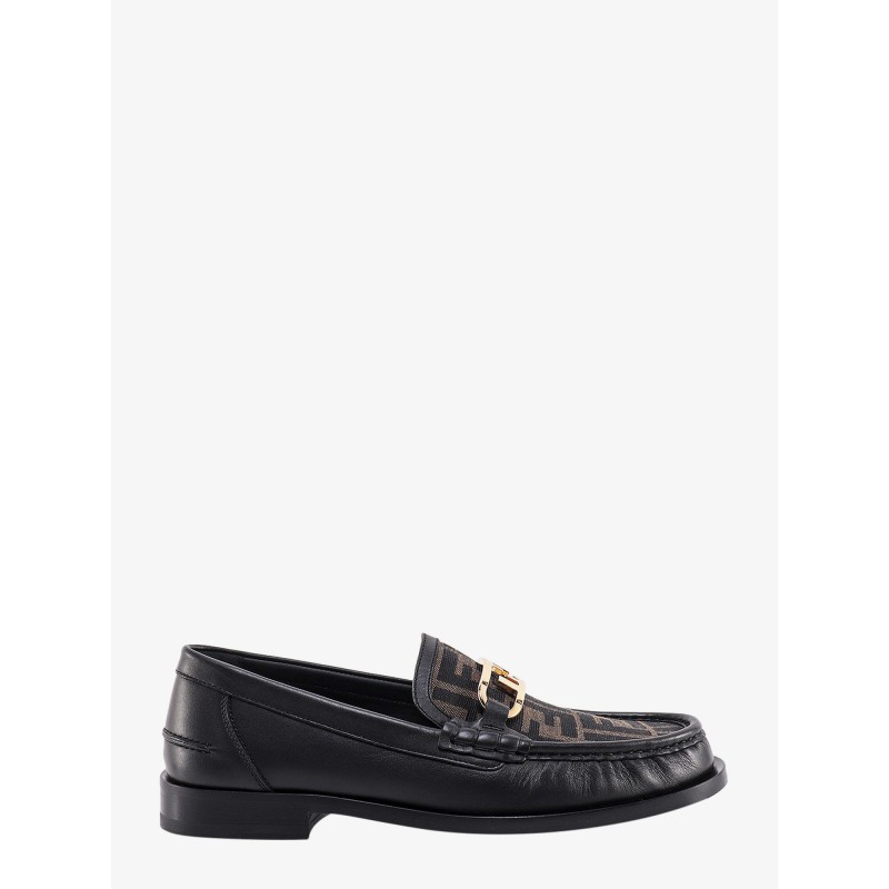 Leather loafer with ff print insert