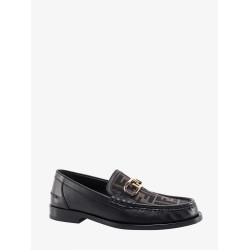 Leather loafer with ff print insert