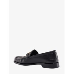 Leather loafer with ff print insert