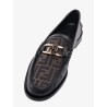 Leather loafer with ff print insert