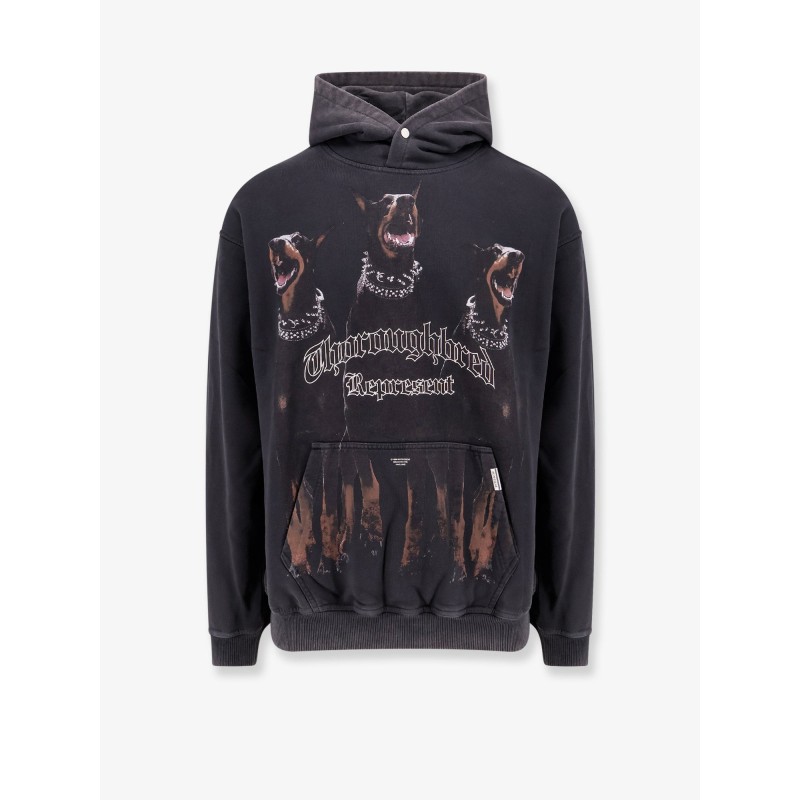 Cotton sweatshirt with frontal thoroughbred print