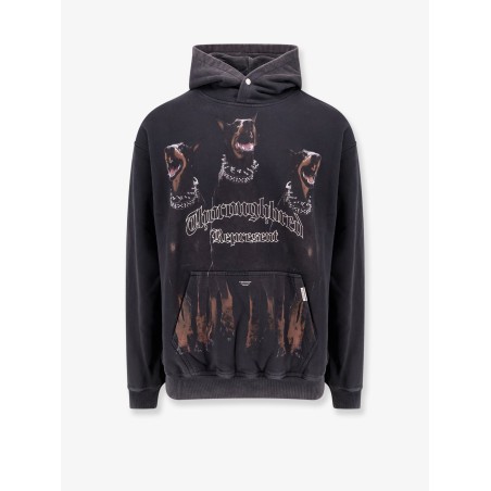 Cotton sweatshirt with frontal thoroughbred print