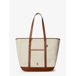 Canvas shoulder bag with leather profiles
