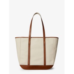 Canvas shoulder bag with leather profiles
