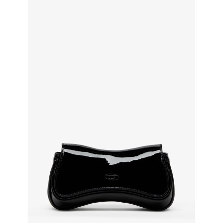 Play Clutch patent fabric shoulder bag