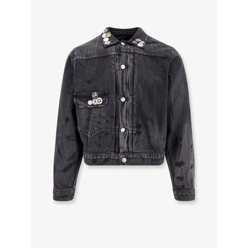 Denim jacket with distressed effect