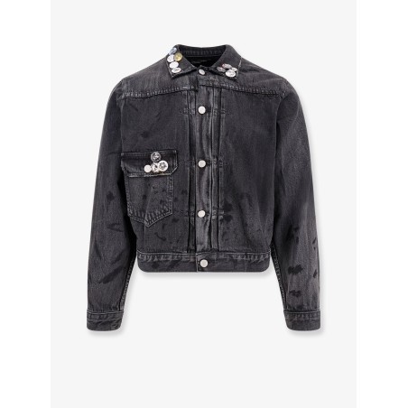 Denim jacket with distressed effect