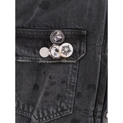 Denim jacket with distressed effect