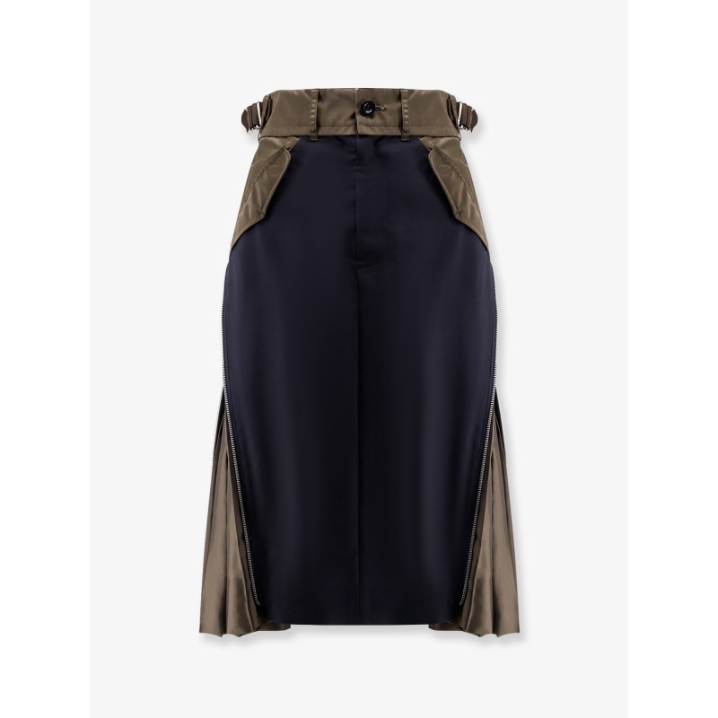 Nylon and wool midi skirt