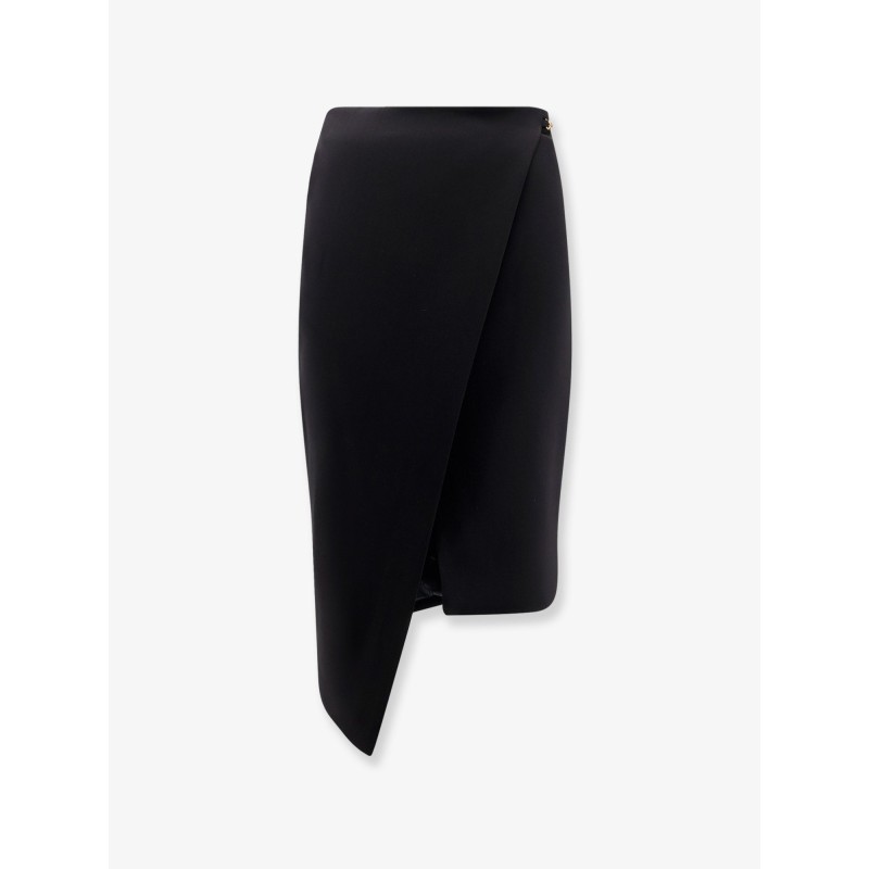 Asymmetrical viscose and wool skirt
