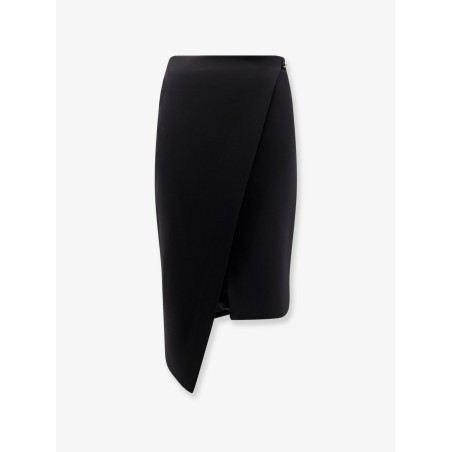 Asymmetrical viscose and wool skirt
