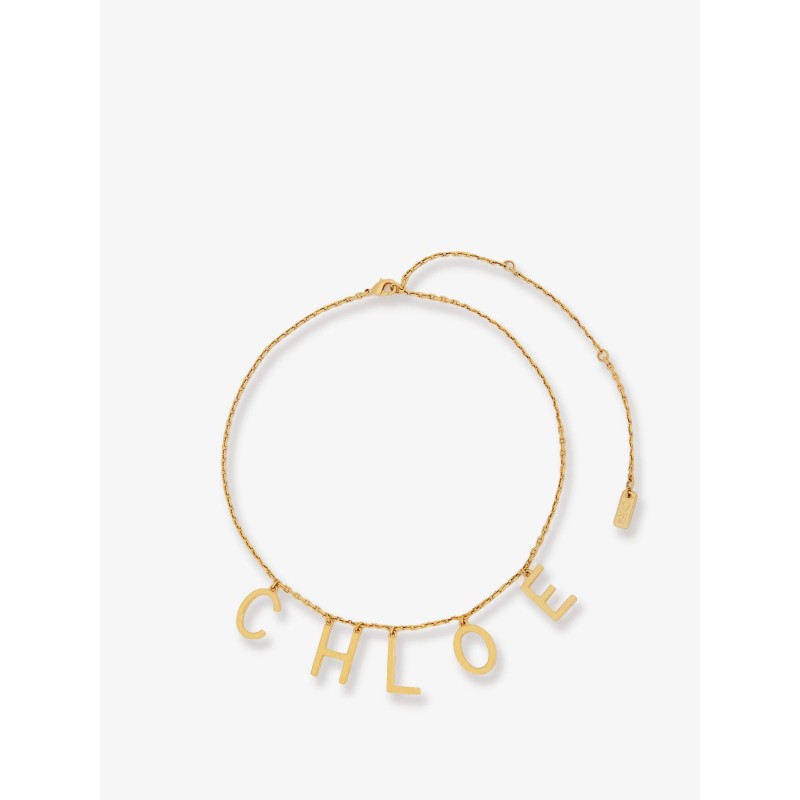 Chloé Letters brass necklace