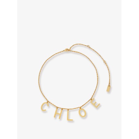 Chloé Letters brass necklace