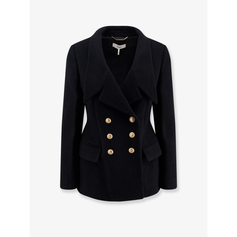 Double-breasted virgin wool blend blazer