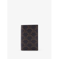 Triomphe coated canvas and leather bifold card holder