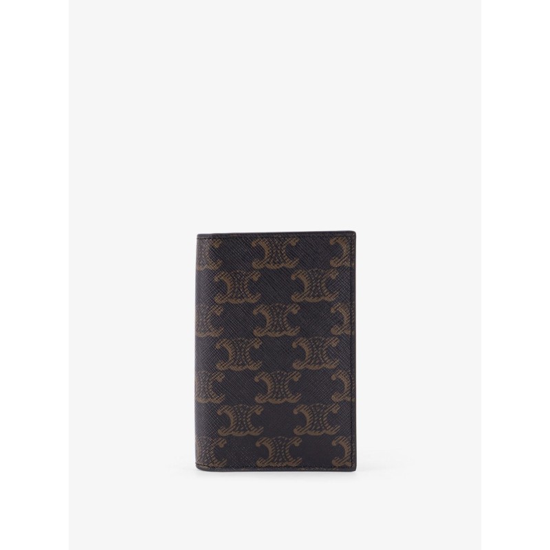 Triomphe coated canvas and leather bifold card holder