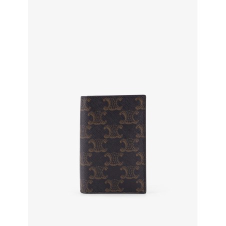 Triomphe coated canvas and leather bifold card holder