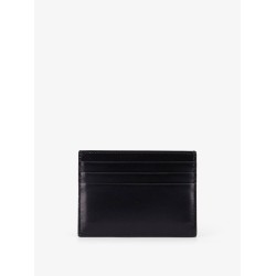 Leather card holder with metal Triomphe logo patch