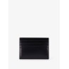 Leather card holder with metal Triomphe logo patch